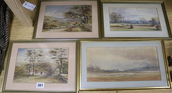 A Victorian sketch book of watercolours, and four framed watercolours, all by Eliza Westlake 14 x 29cm